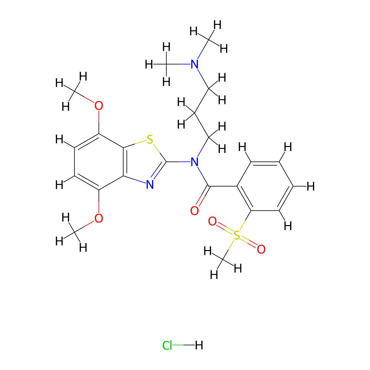 N-(4,7-dimethoxybenzo[d]thiazol-2-yl)-N-(3-(dimethylamino)propyl)-2-(methylsulfonyl)benzamide hydrochloride molecular structure, CAS 1215661-62-3