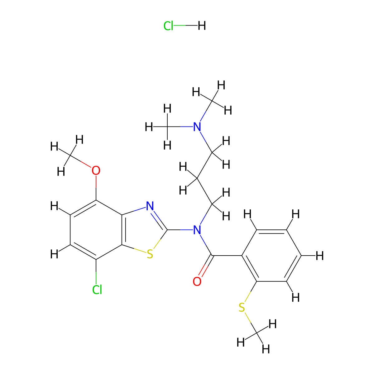 N-(7-chloro-4-methoxybenzo[d]thiazol-2-yl)-N-(3-(dimethylamino)propyl)-2-(methylthio)benzamide hydrochloride molecular structure, CAS 1215662-55-7