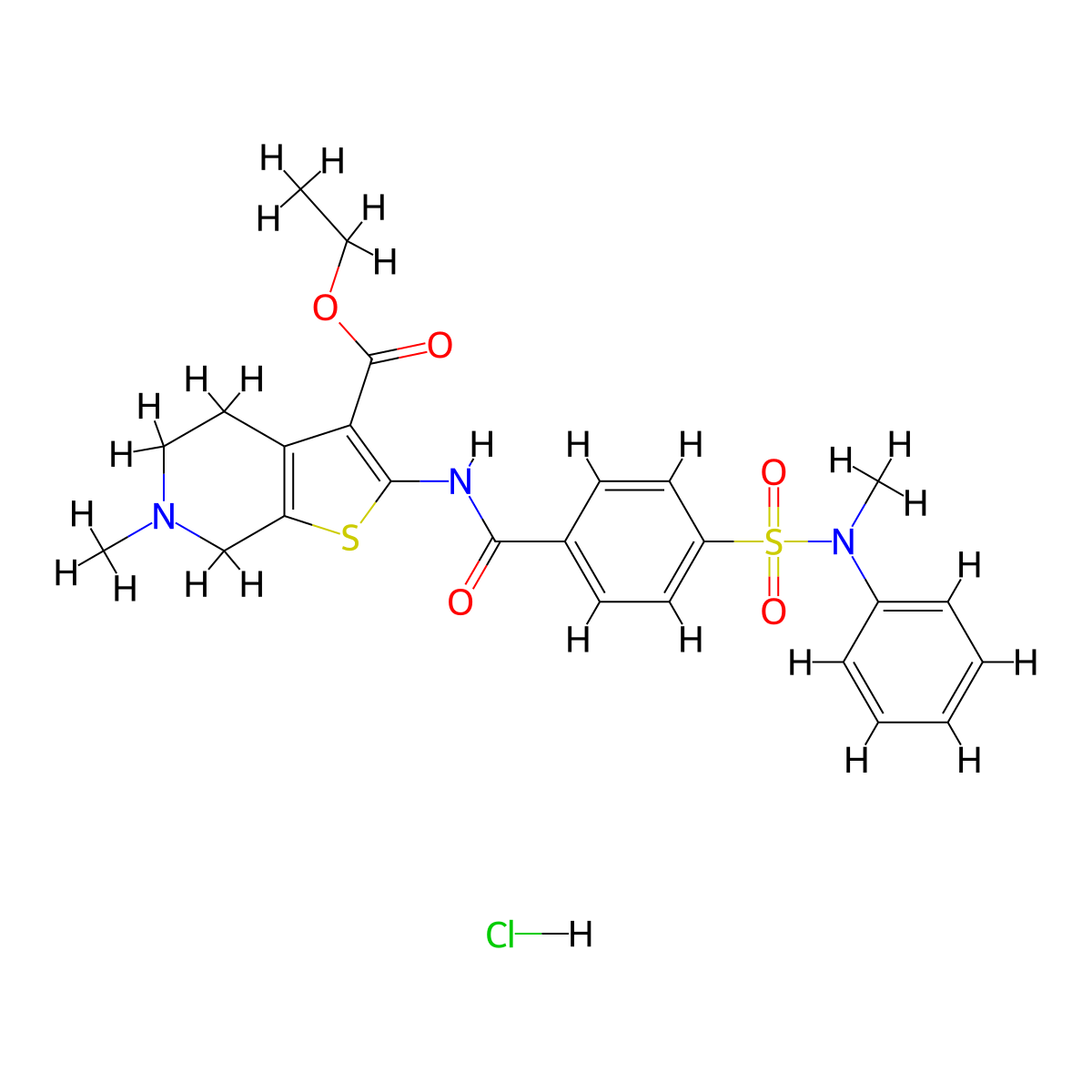 ethyl 6-methyl-2-(4-(N-methyl-N-phenylsulfamoyl)benzamido)-4,5,6,7-tetrahydrothieno[2,3-c]pyridine-3-carboxylate hydrochloride molecular structure, CAS 1215662-71-7
