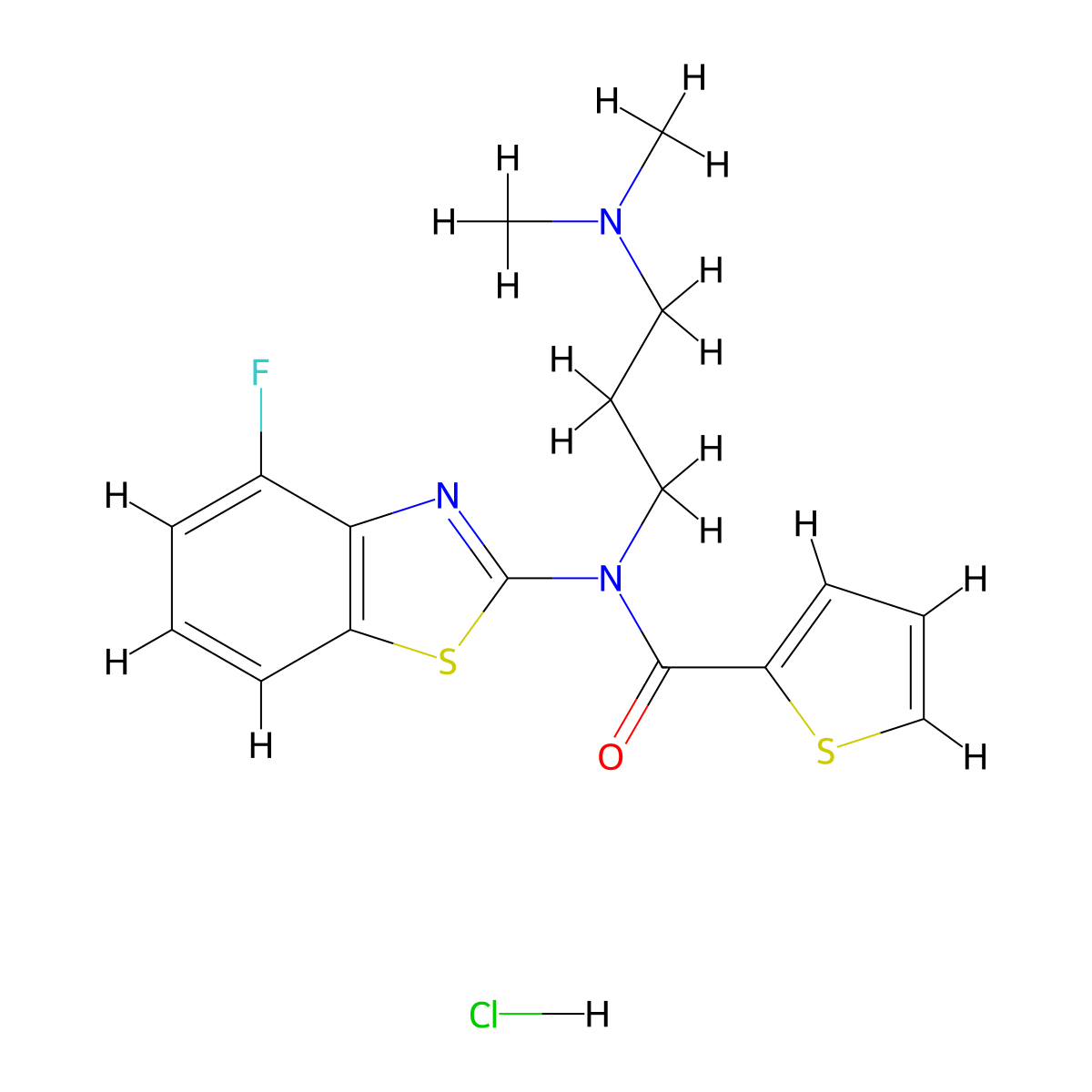 N-(3-(dimethylamino)propyl)-N-(4-fluorobenzo[d]thiazol-2-yl)thiophene-2-carboxamide hydrochloride molecular structure, CAS 1215664-45-1