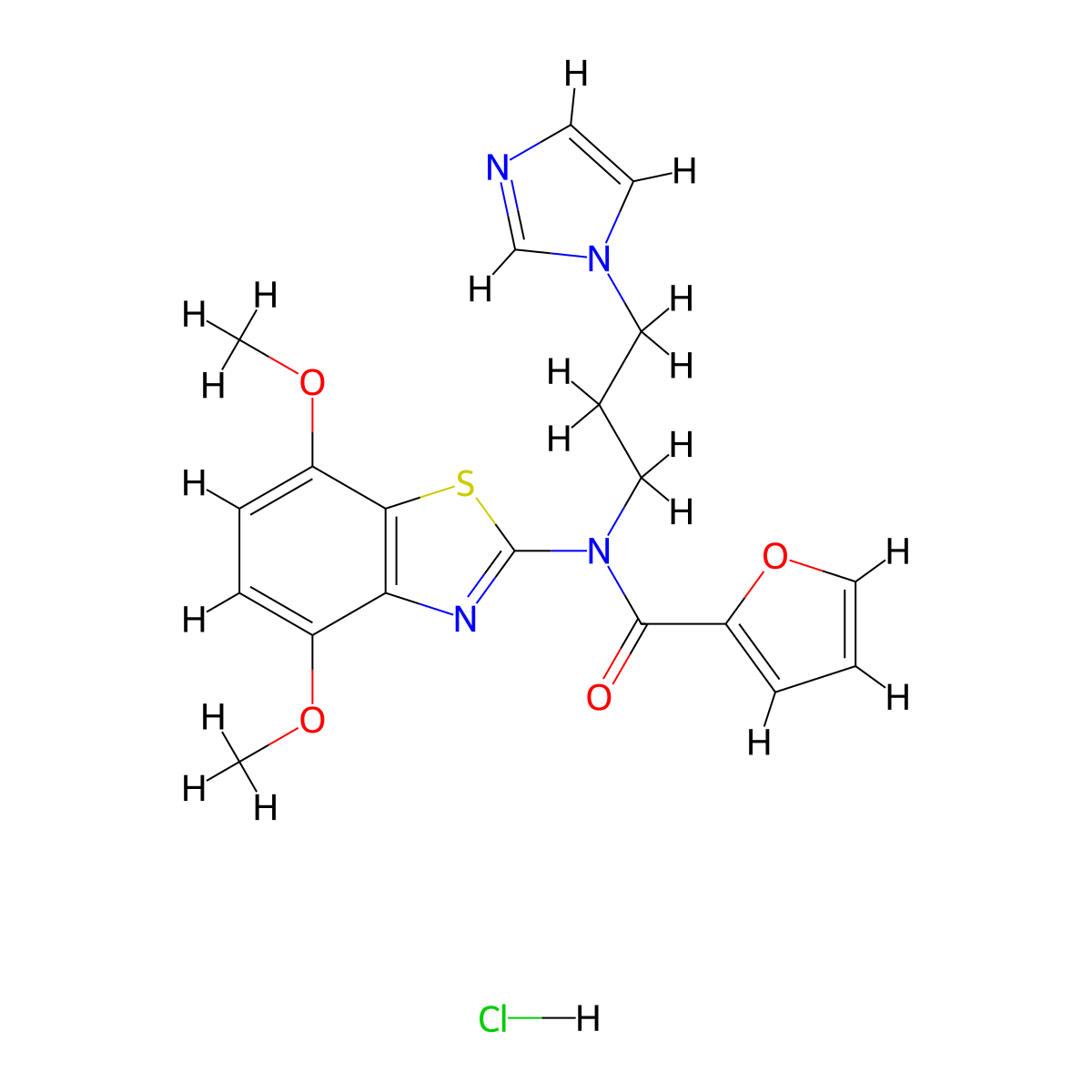 N-(3-(1H-imidazol-1-yl)propyl)-N-(4,7-dimethoxybenzo[d]thiazol-2-yl)furan-2-carboxamide hydrochloride molecular structure, CAS 1215666-18-4