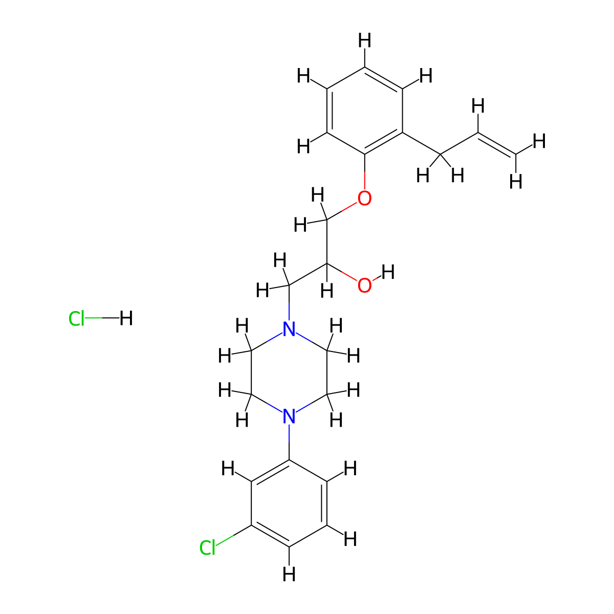 1-(2-Allylphenoxy)-3-(4-(3-chlorophenyl)piperazin-1-yl)propan-2-ol hydrochloride molecular structure, CAS 1215669-04-7