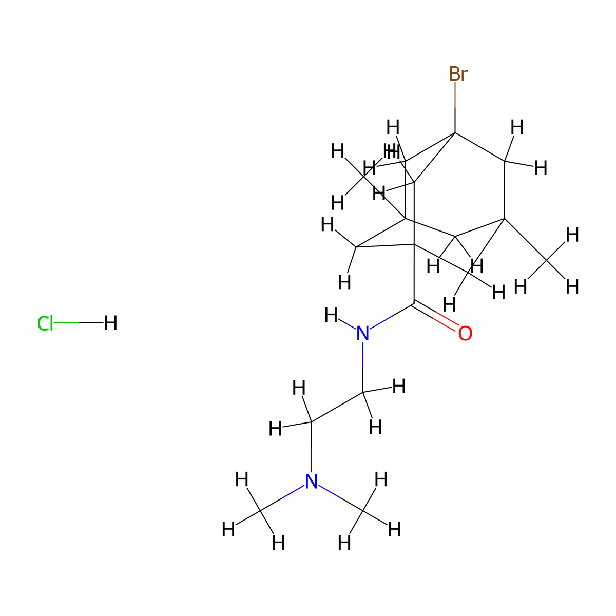 3-bromo-N-[2-(dimethylamino)ethyl]-5,7-dimethyladamantane-1-carboxamide hydrochloride molecular structure, CAS 1215670-02-2