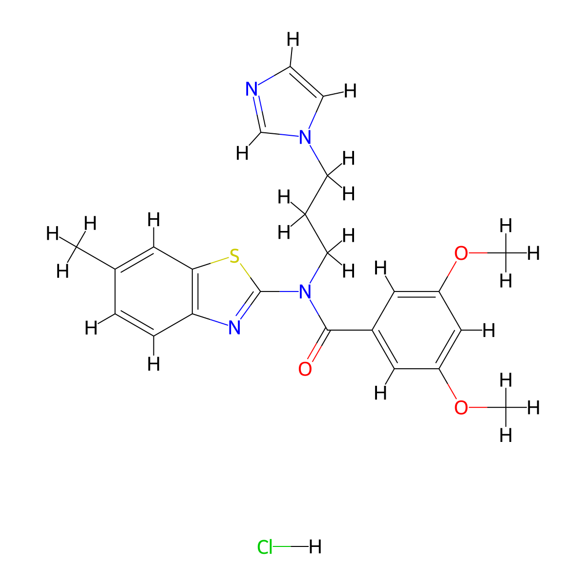N-(3-(1H-imidazol-1-yl)propyl)-3,5-dimethoxy-N-(6-methylbenzo[d]thiazol-2-yl)benzamide hydrochloride molecular structure, CAS 1215670-28-2