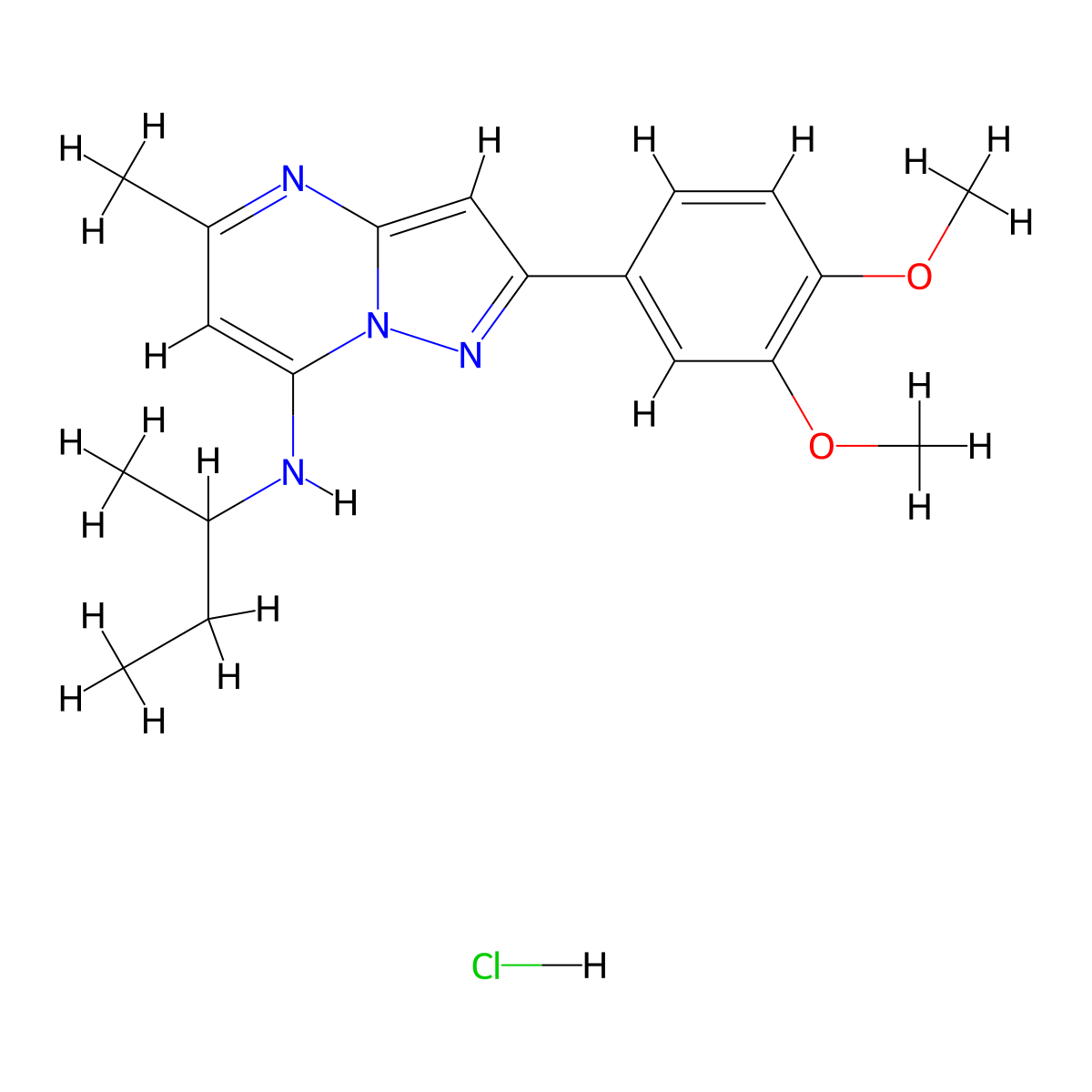 N-(sec-butyl)-2-(3,4-dimethoxyphenyl)-5-methylpyrazolo[1,5-a]pyrimidin-7-amine hydrochloride molecular structure, CAS 1215671-26-3