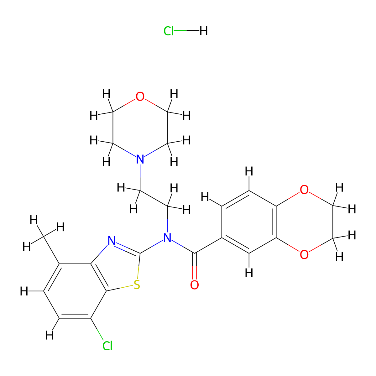 N-(7-chloro-4-methylbenzo[d]thiazol-2-yl)-N-(2-morpholinoethyl)-2,3-dihydrobenzo[b][1,4]dioxine-6-carboxamide hydrochloride molecular structure, CAS 1215671-69-4