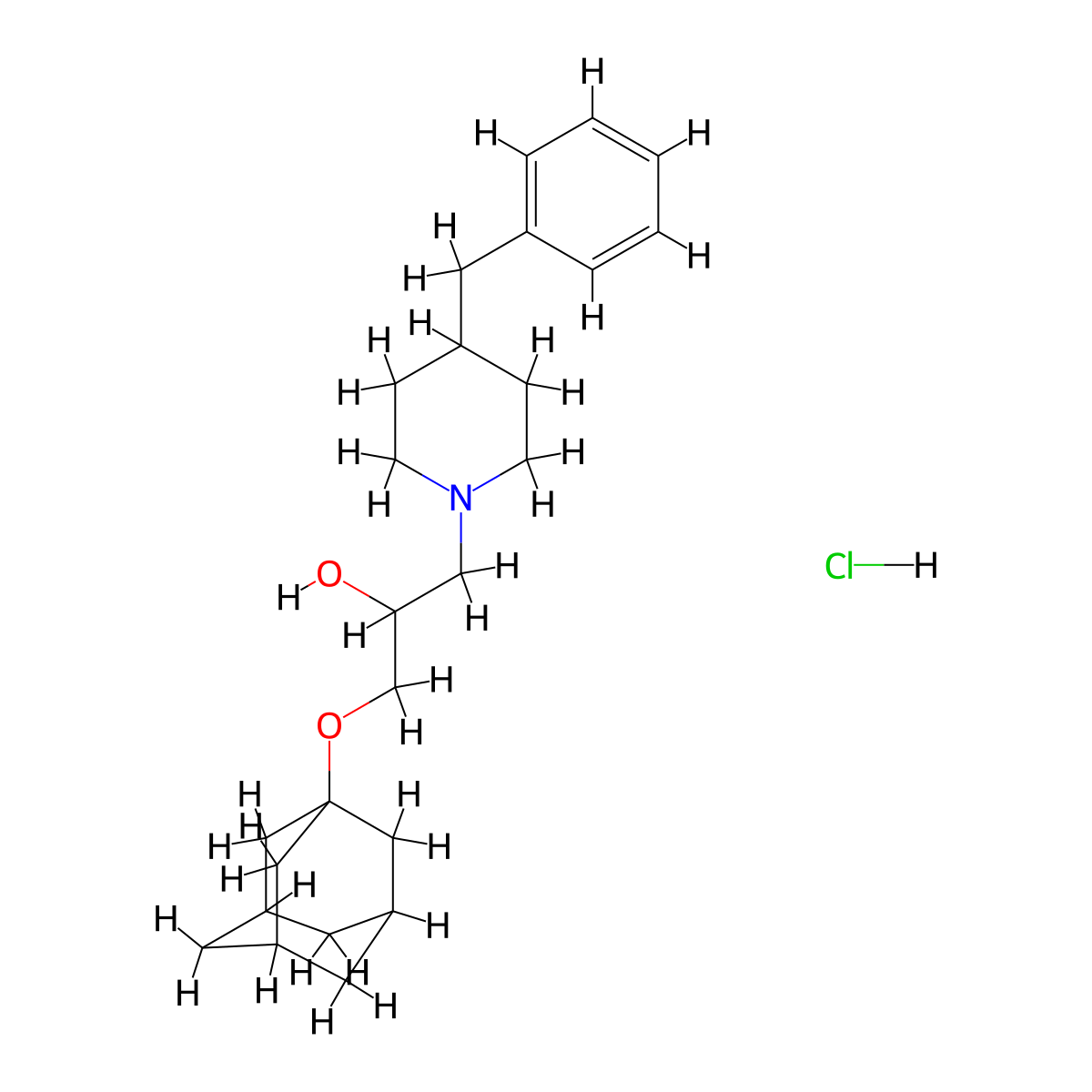 1-((3s,5s,7s)-Adamantan-1-yloxy)-3-(4-benzylpiperidin-1-yl)propan-2-ol hydrochloride molecular structure, CAS 1215673-03-2