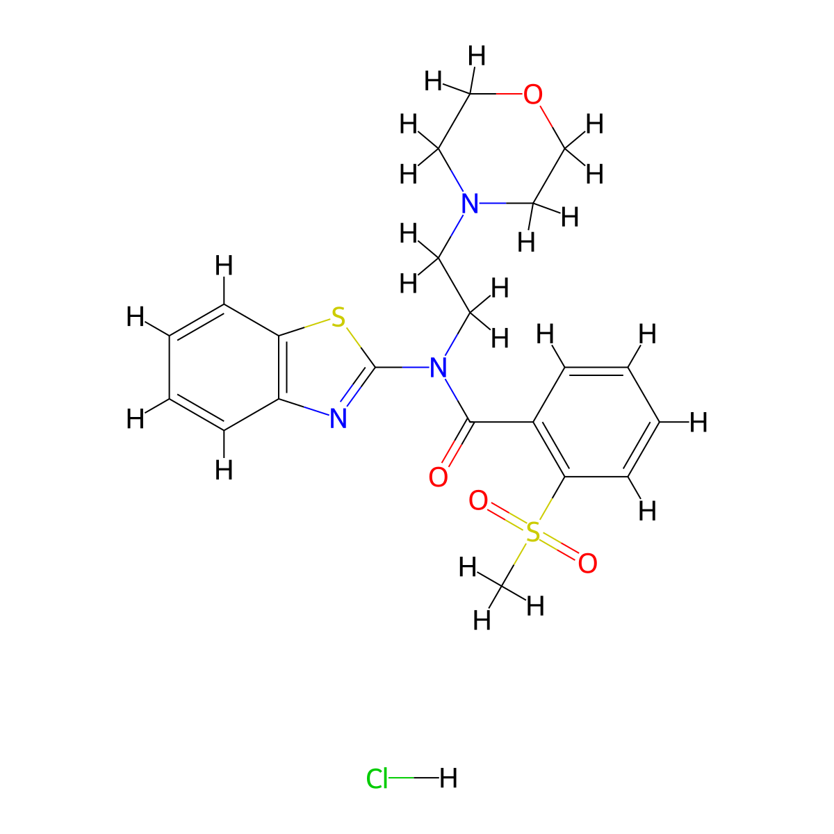 N-(benzo[d]thiazol-2-yl)-2-(methylsulfonyl)-N-(2-morpholinoethyl)benzamide hydrochloride molecular structure, CAS 1215674-18-2