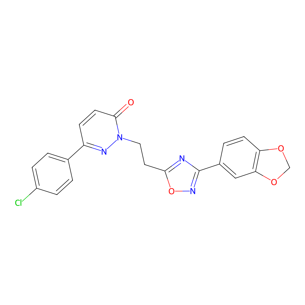 2-{2-[3-(2H-1,3-benzodioxol-5-yl)-1,2,4-oxadiazol-5-yl]ethyl}-6-(4-chlorophenyl)-2,3-dihydropyridazin-3-one molecular structure, CAS 1215675-70-9