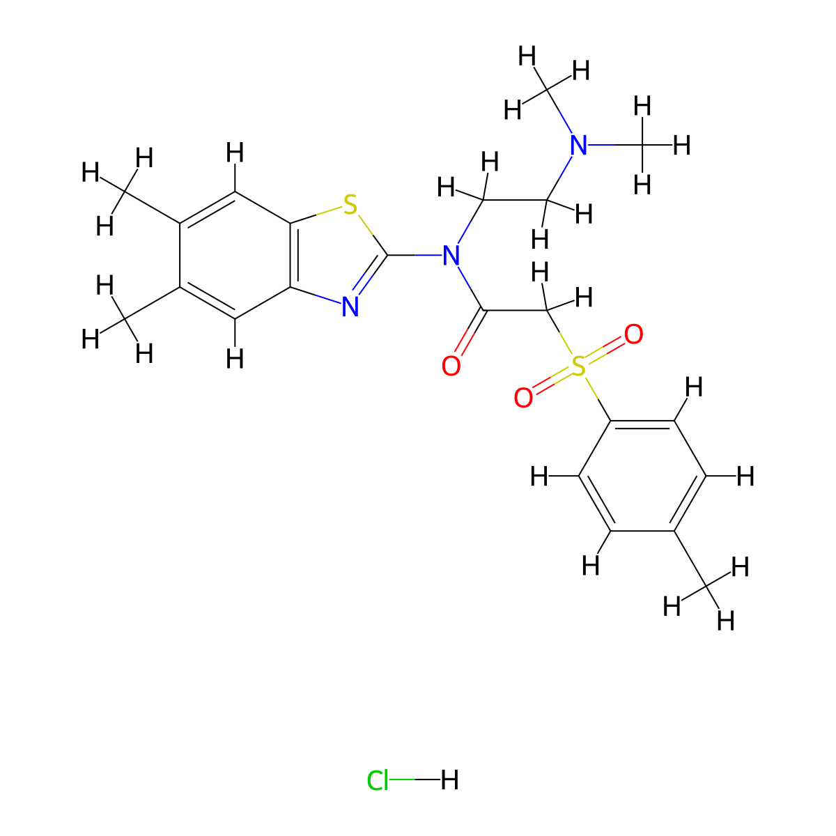 N-(5,6-Dimethyl-1,3-benzothiazol-2-YL)-N-[2-(dimethylamino)ethyl]-2-(4-methylbenzenesulfonyl)acetamide hydrochloride molecular structure, CAS 1215677-49-8