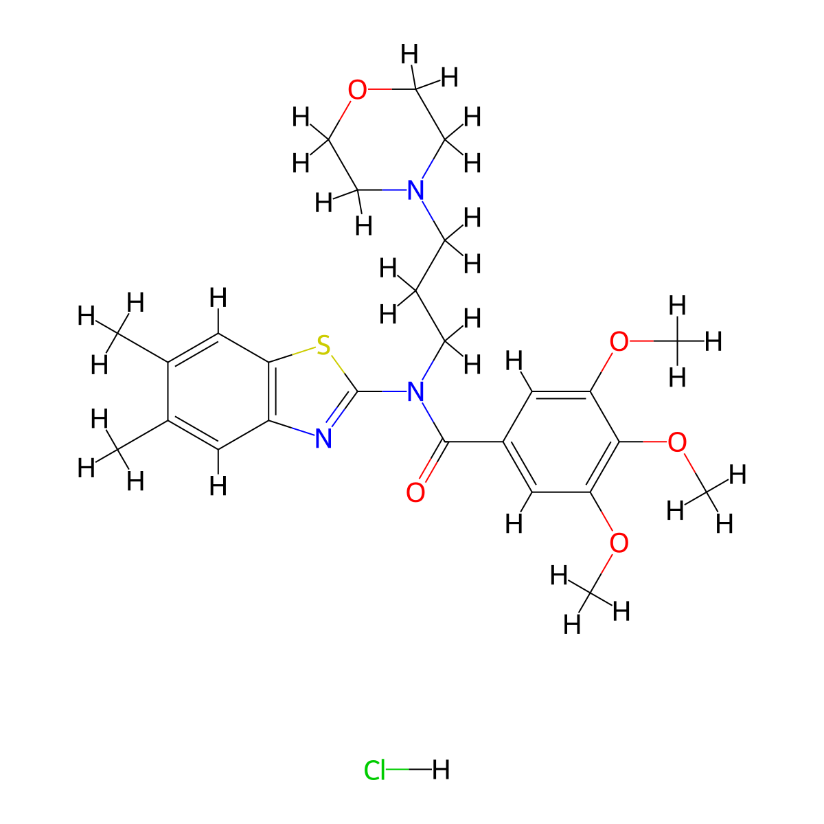 N-(5,6-dimethylbenzo[d]thiazol-2-yl)-3,4,5-trimethoxy-N-(3-morpholinopropyl)benzamide hydrochloride molecular structure, CAS 1215677-51-2