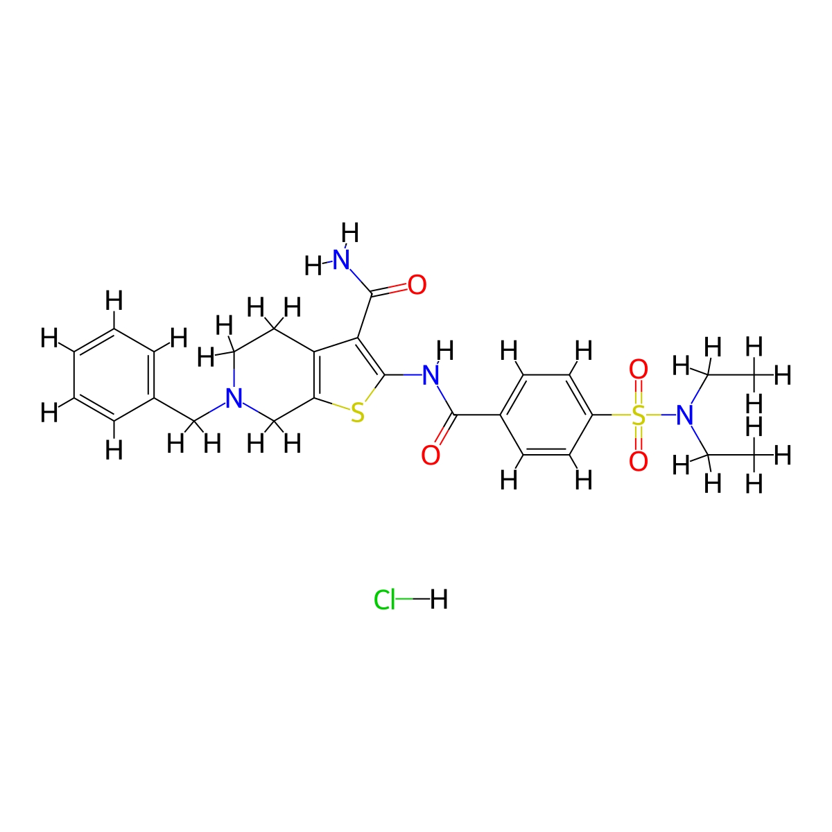6-benzyl-2-(4-(N,N-diethylsulfamoyl)benzamido)-4,5,6,7-tetrahydrothieno[2,3-c]pyridine-3-carboxamide hydrochloride molecular structure, CAS 1215679-58-5