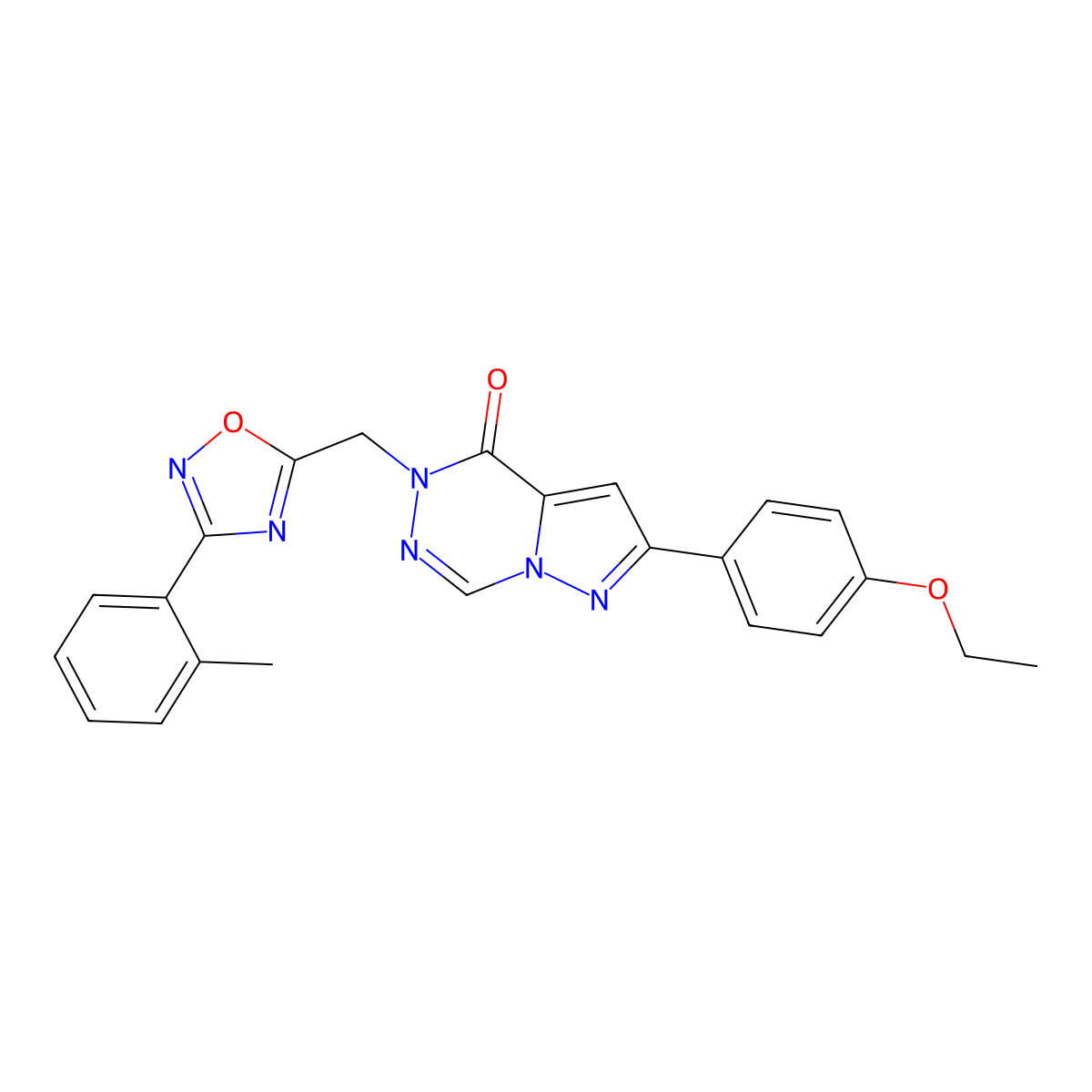 2-(4-ethoxyphenyl)-5-{[3-(2-methylphenyl)-1,2,4-oxadiazol-5-yl]methyl}-4H,5H-pyrazolo[1,5-d][1,2,4]triazin-4-one molecular structure, CAS 1215681-56-3
