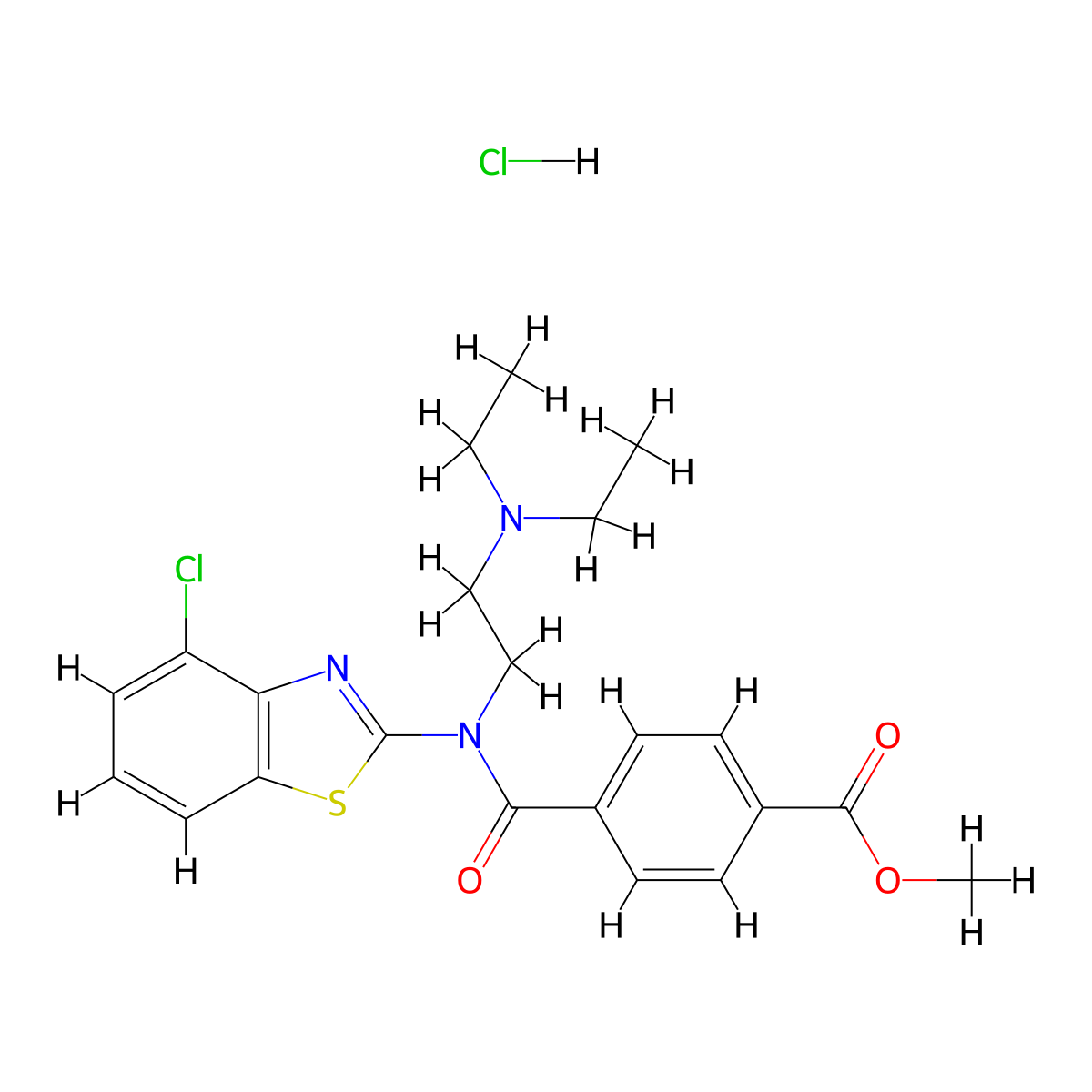 Methyl 4-((4-chlorobenzo[d]thiazol-2-yl)(2-(diethylamino)ethyl)carbamoyl)benzoate hydrochloride molecular structure, CAS 1215684-27-7