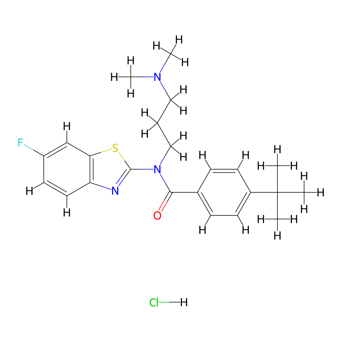 4-(tert-butyl)-N-(3-(dimethylamino)propyl)-N-(6-fluorobenzo[d]thiazol-2-yl)benzamide hydrochloride molecular structure, CAS 1215685-06-5