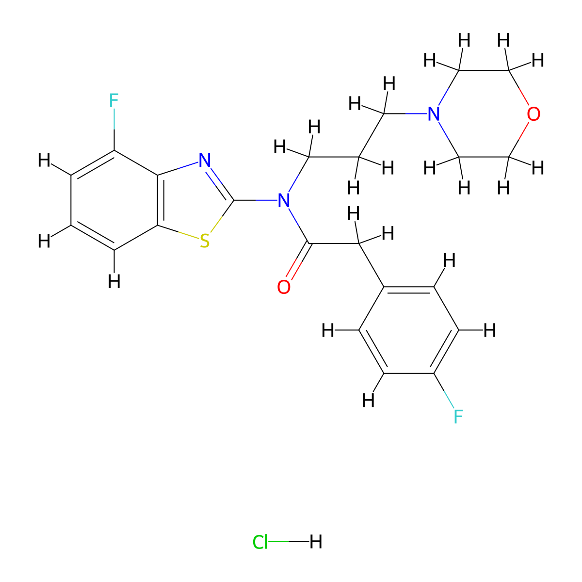 N-(4-fluorobenzo[d]thiazol-2-yl)-2-(4-fluorophenyl)-N-(3-morpholinopropyl)acetamide hydrochloride molecular structure, CAS 1215685-37-2