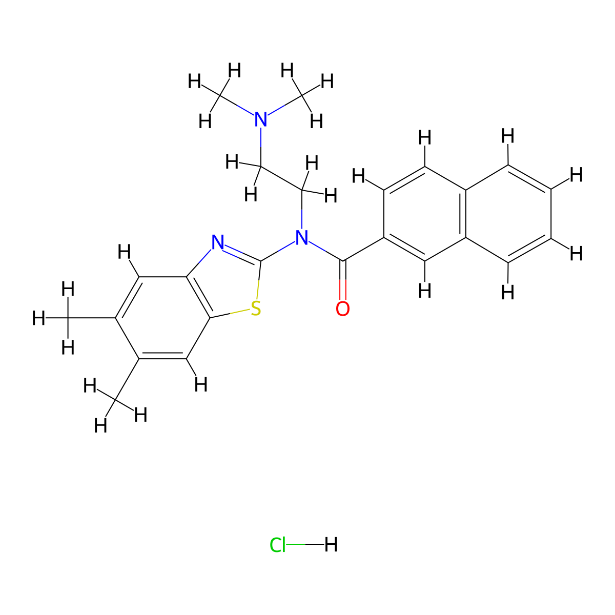 N-(2-(dimethylamino)ethyl)-N-(5,6-dimethylbenzo[d]thiazol-2-yl)-2-naphthamide hydrochloride molecular structure, CAS 1215686-39-7