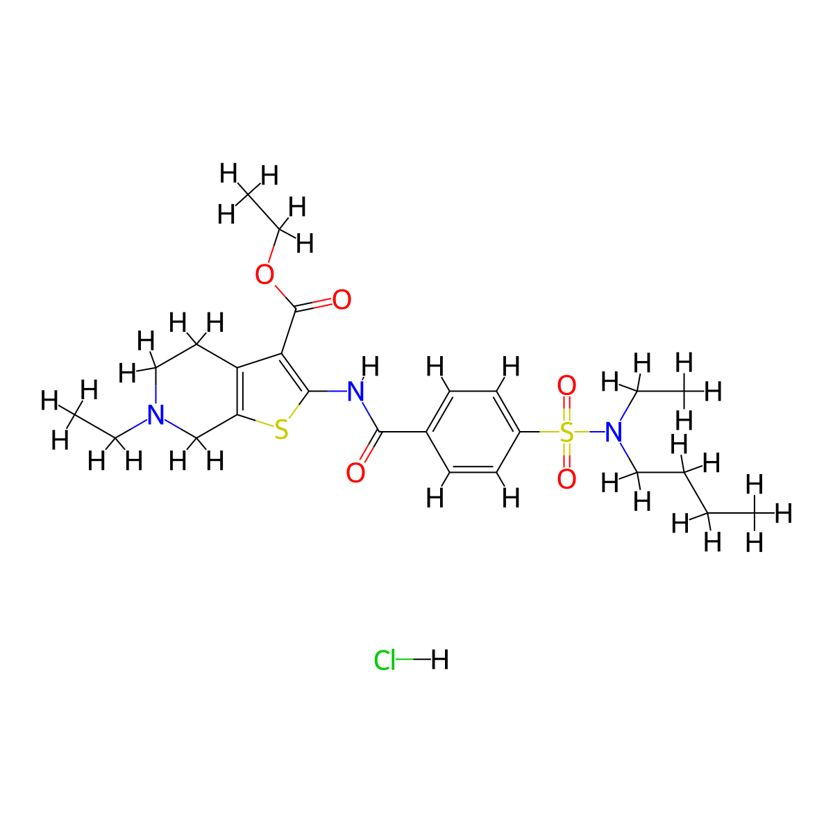 ethyl 2-{4-[butyl(ethyl)sulfamoyl]benzamido}-6-ethyl-4H,5H,6H,7H-thieno[2,3-c]pyridine-3-carboxylate hydrochloride molecular structure, CAS 1215686-45-5