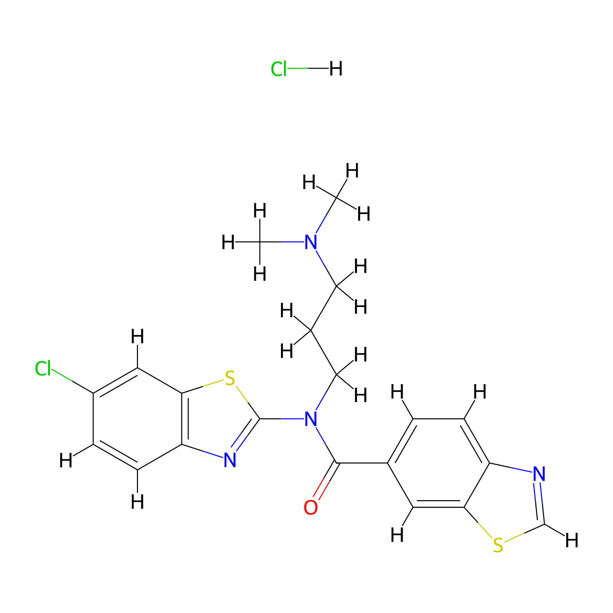 N-(6-chlorobenzo[d]thiazol-2-yl)-N-(3-(dimethylamino)propyl)benzo[d]thiazole-6-carboxamide hydrochloride molecular structure, CAS 1215688-56-4