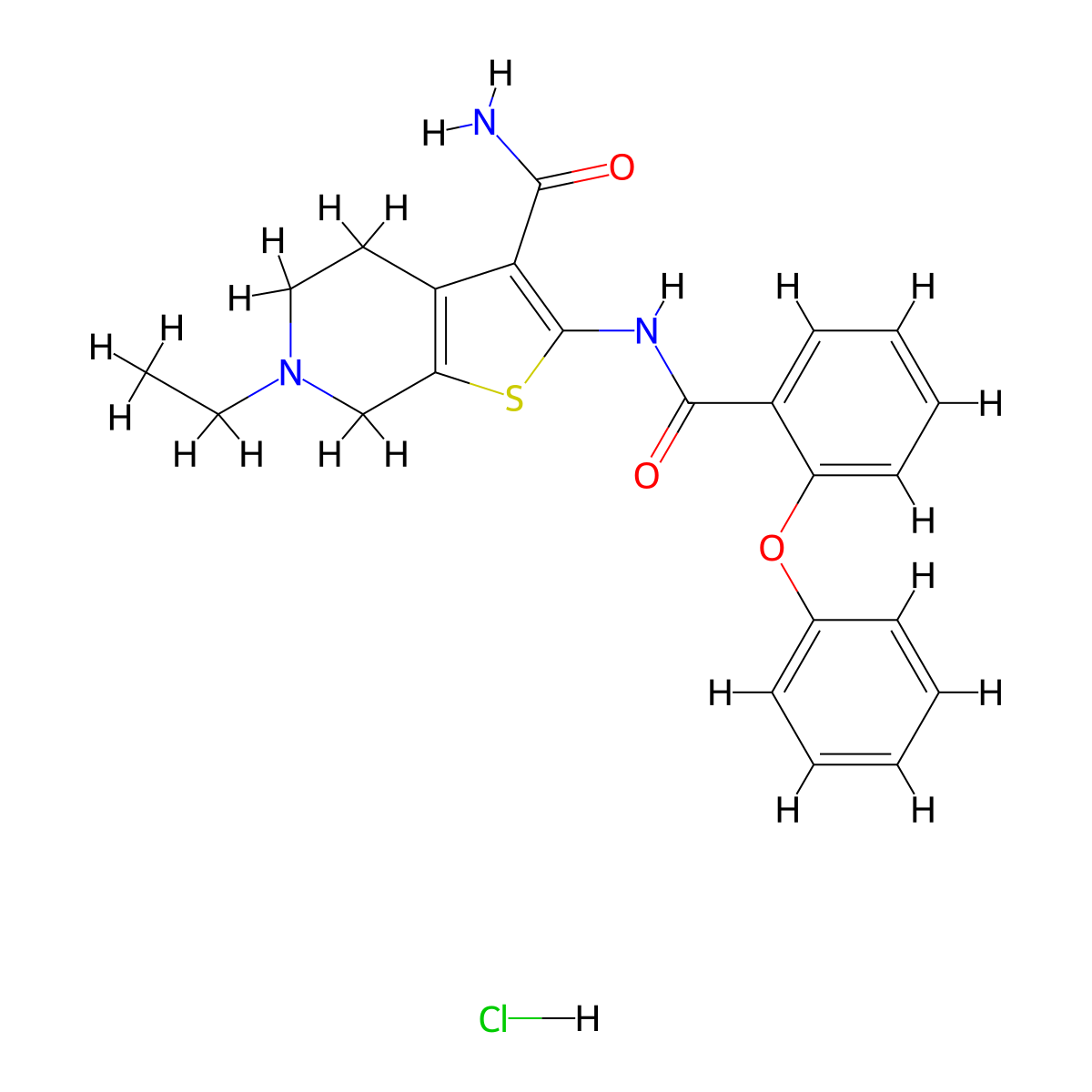 6-Ethyl-2-(2-phenoxybenzamido)-4,5,6,7-tetrahydrothieno[2,3-c]pyridine-3-carboxamide hydrochloride molecular structure, CAS 1215691-33-0