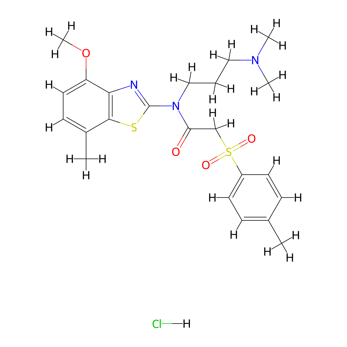 N-(3-(dimethylamino)propyl)-N-(4-methoxy-7-methylbenzo[d]thiazol-2-yl)-2-tosylacetamide hydrochloride molecular structure, CAS 1215693-94-9