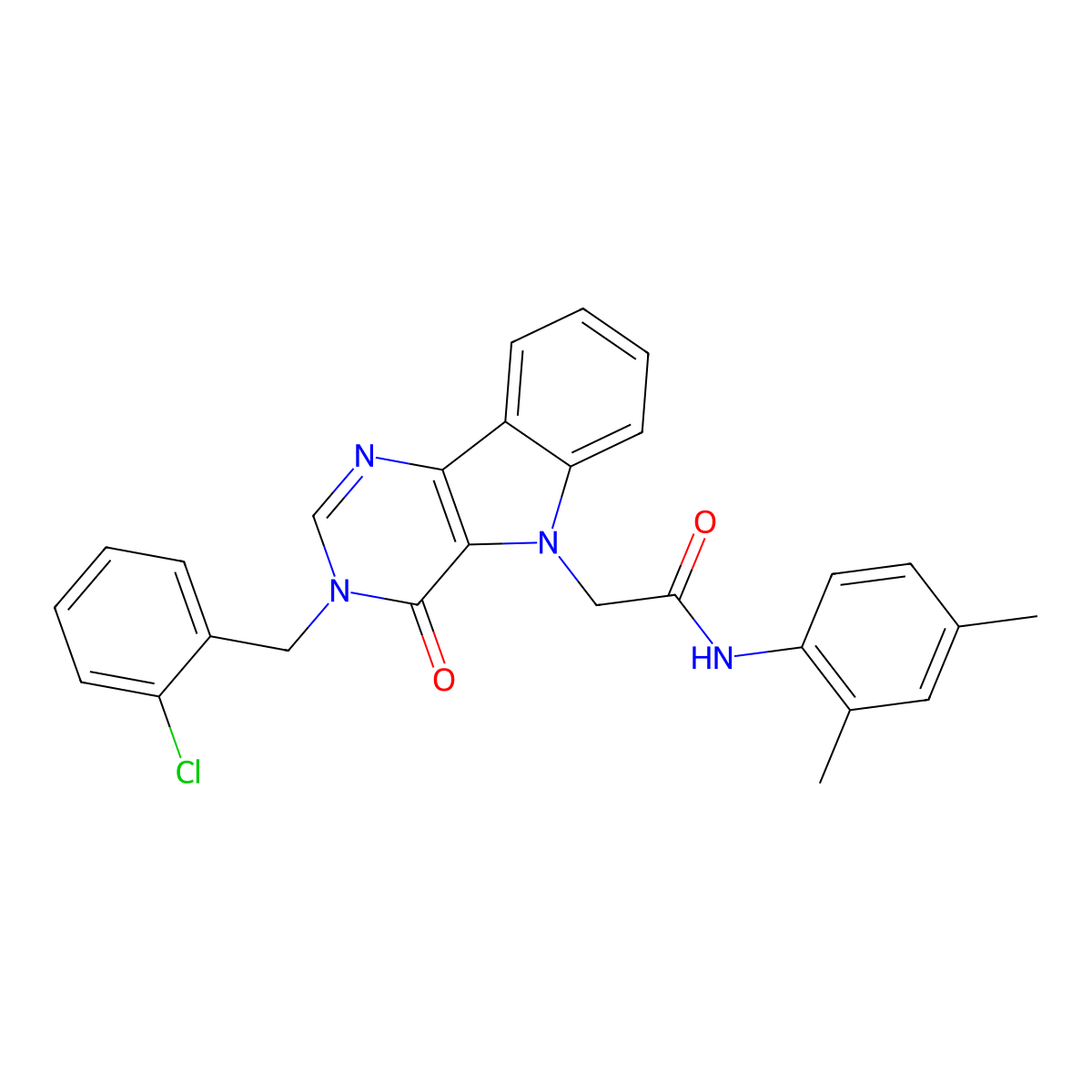 2-(3-(2-chlorobenzyl)-4-oxo-3H-pyrimido[5,4-b]indol-5(4H)-yl)-N-(2,4-dimethylphenyl)acetamide molecular structure, CAS 1215695-47-8