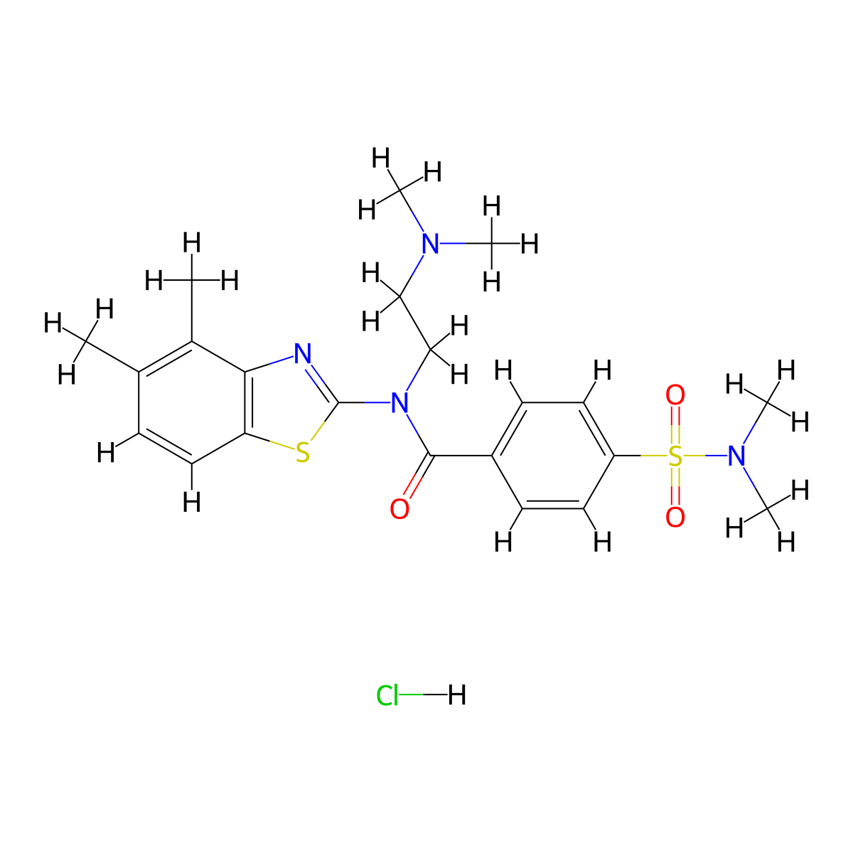 N-(2-(dimethylamino)ethyl)-N-(4,5-dimethylbenzo[d]thiazol-2-yl)-4-(N,N-dimethylsulfamoyl)benzamide hydrochloride molecular structure, CAS 1215695-55-8