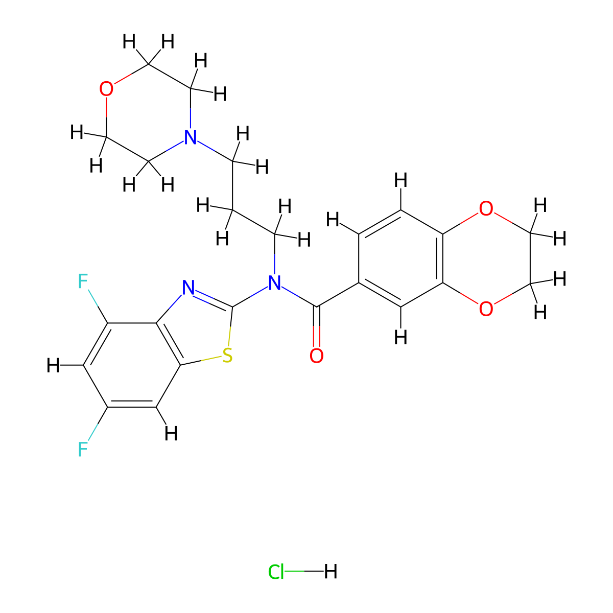 N-(4,6-difluorobenzo[d]thiazol-2-yl)-N-(3-morpholinopropyl)-2,3-dihydrobenzo[b][1,4]dioxine-6-carboxamide hydrochloride molecular structure, CAS 1215696-48-2