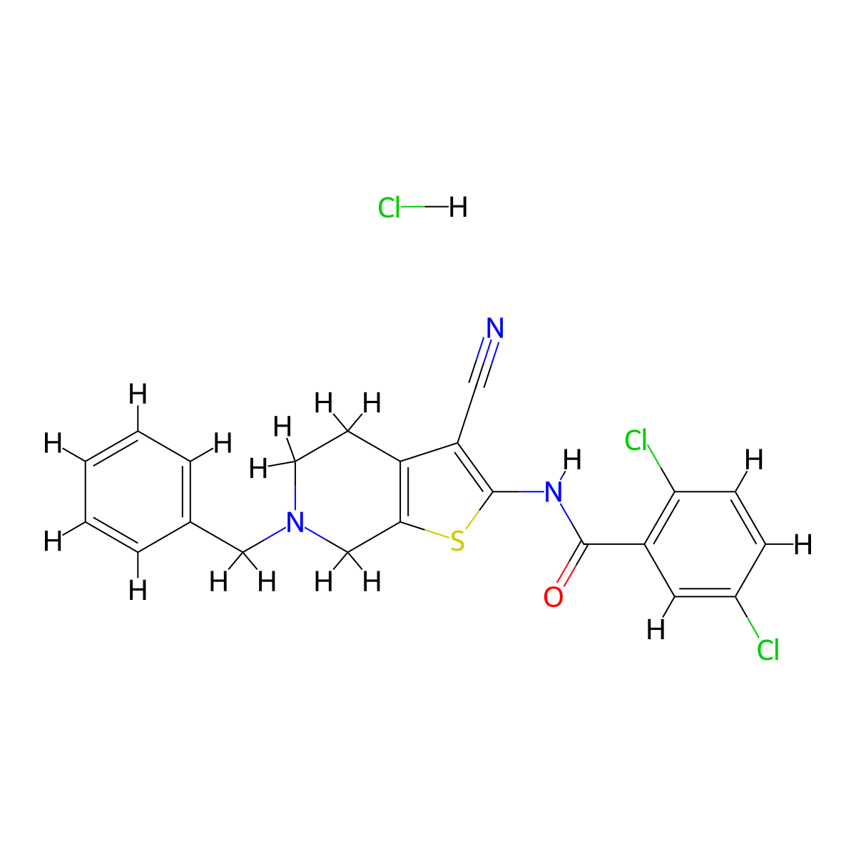 N-(6-benzyl-3-cyano-4,5,6,7-tetrahydrothieno[2,3-c]pyridin-2-yl)-2,5-dichlorobenzamide hydrochloride molecular structure, CAS 1215696-60-8