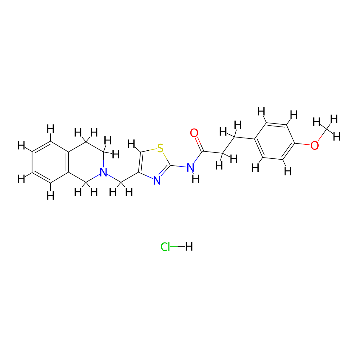N-(4-((3,4-dihydroisoquinolin-2(1H)-yl)methyl)thiazol-2-yl)-3-(4-methoxyphenyl)propanamide hydrochloride molecular structure, CAS 1215697-33-8