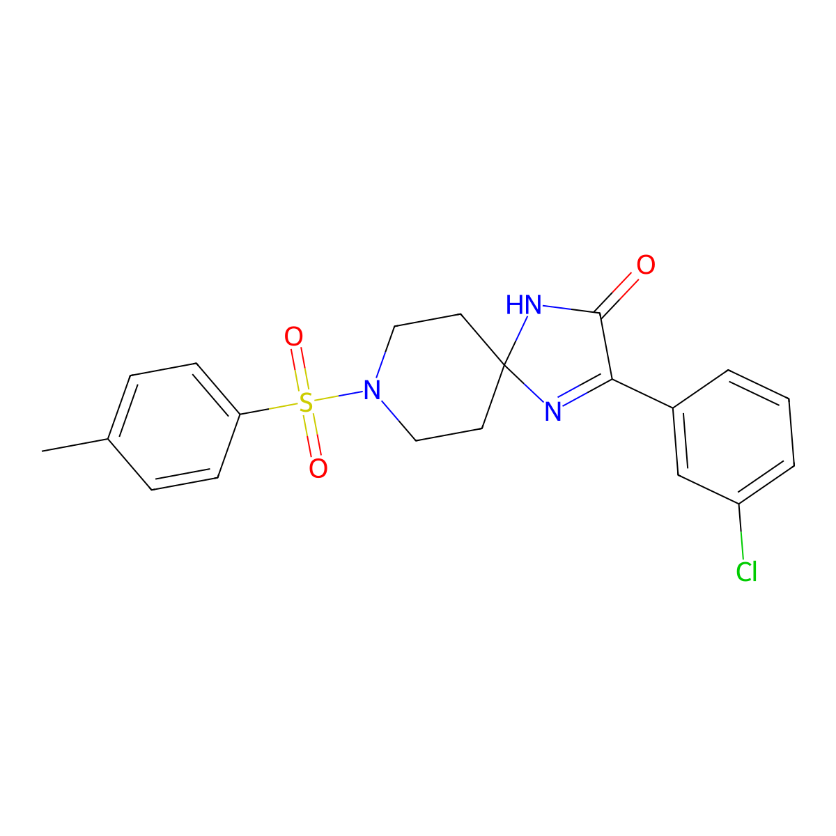 3-(3-Chlorophenyl)-8-tosyl-1,4,8-triazaspiro[4.5]dec-3-en-2-one molecular structure, CAS 1215698-33-1