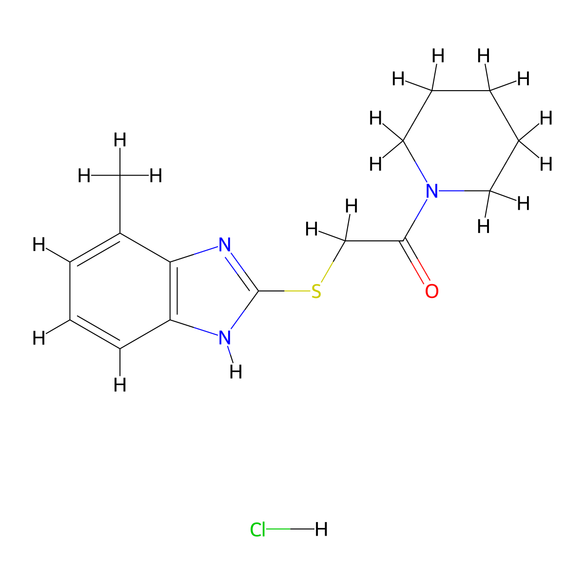 2-((4-methyl-1H-benzo[d]imidazol-2-yl)thio)-1-(piperidin-1-yl)ethanone hydrochloride molecular structure, CAS 1215698-92-2