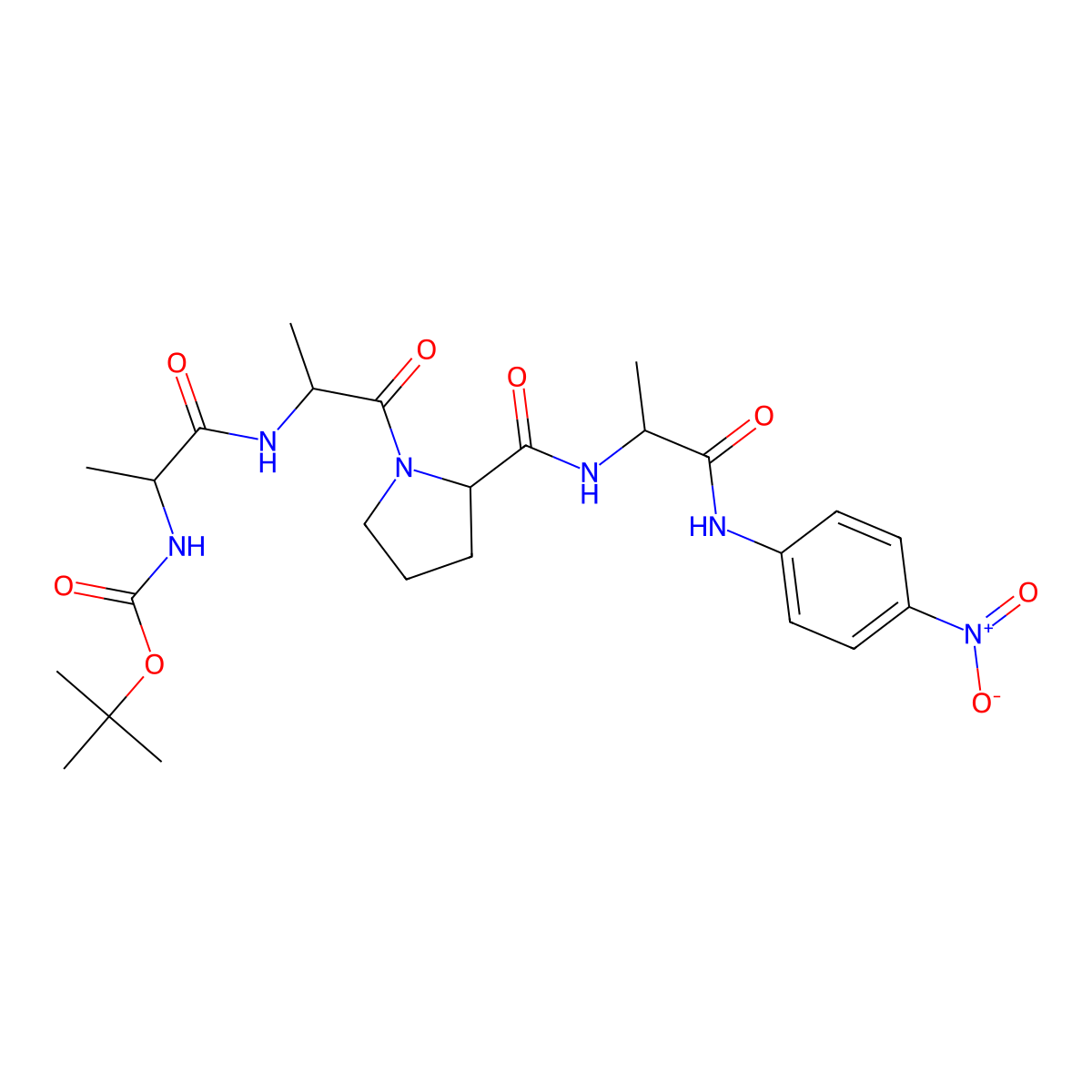 Boc-Ala-Ala-Pro-Ala-pNA molecular structure, CAS 121570-42-1