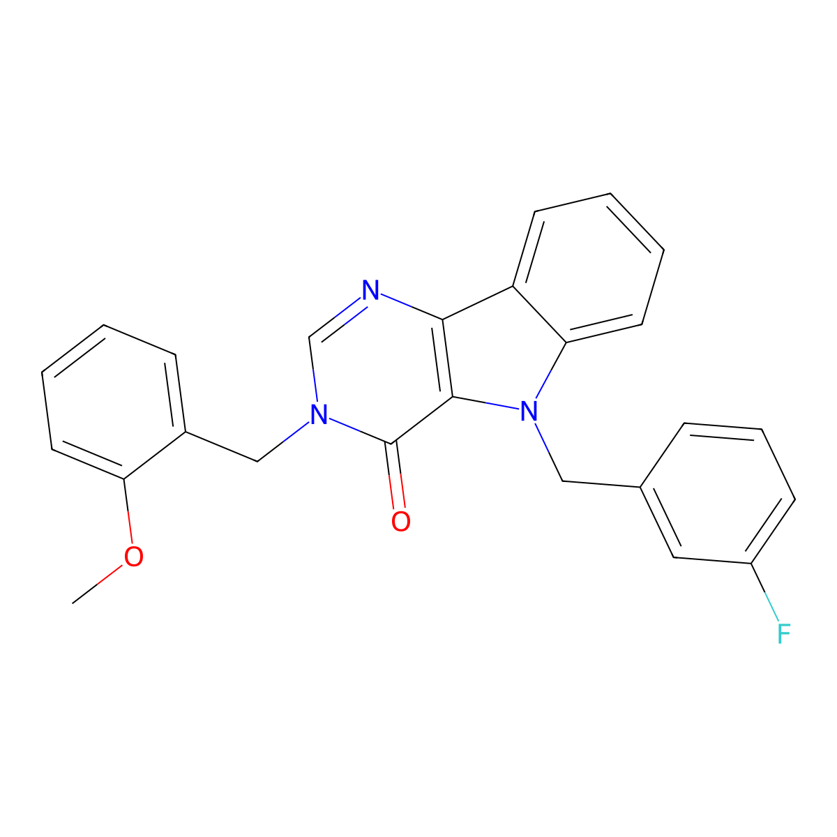 5-(3-fluorobenzyl)-3-(2-methoxybenzyl)-3H-pyrimido[5,4-b]indol-4(5H)-one molecular structure, CAS 1215701-76-0