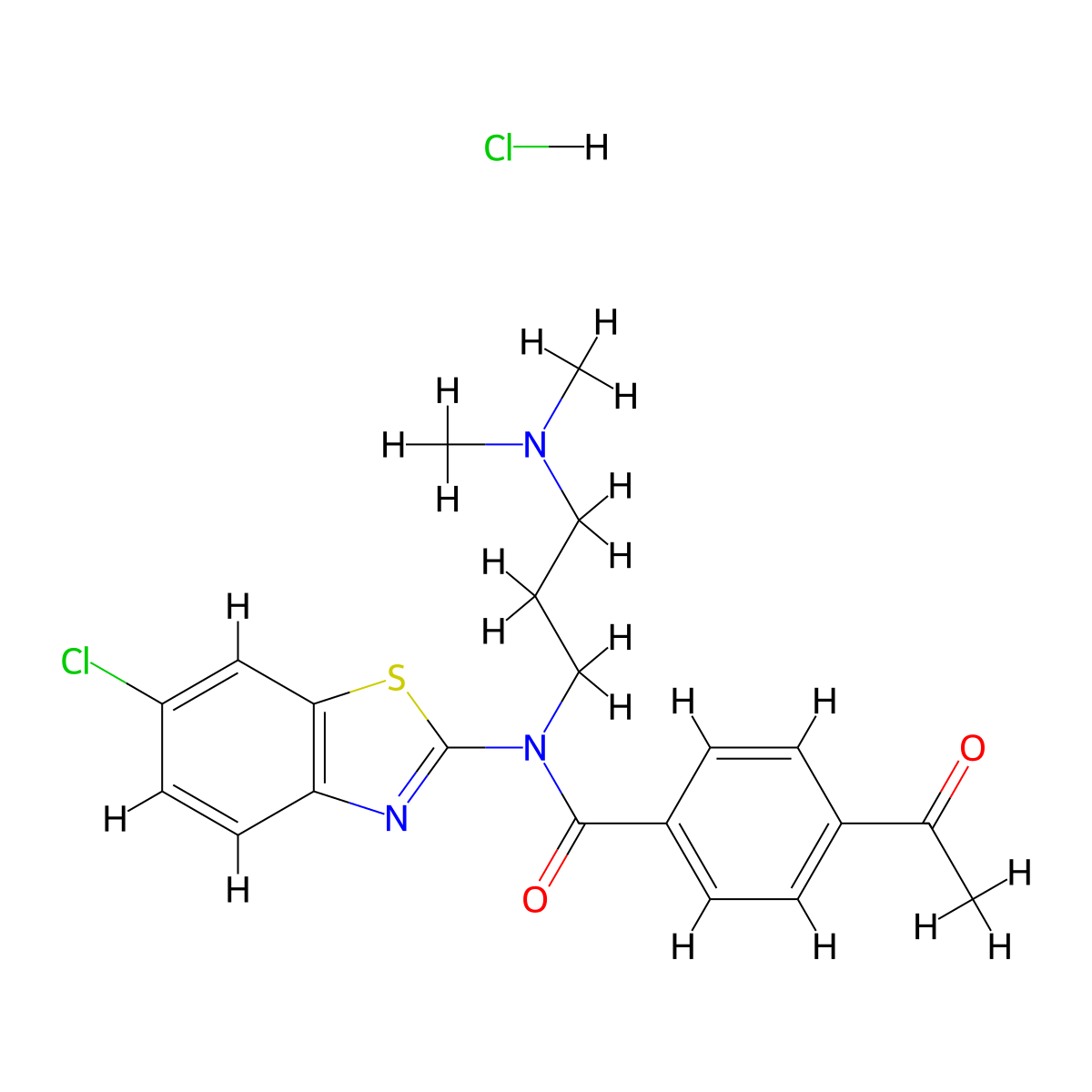 4-acetyl-N-(6-chlorobenzo[d]thiazol-2-yl)-N-(3-(dimethylamino)propyl)benzamide hydrochloride molecular structure, CAS 1215702-54-7