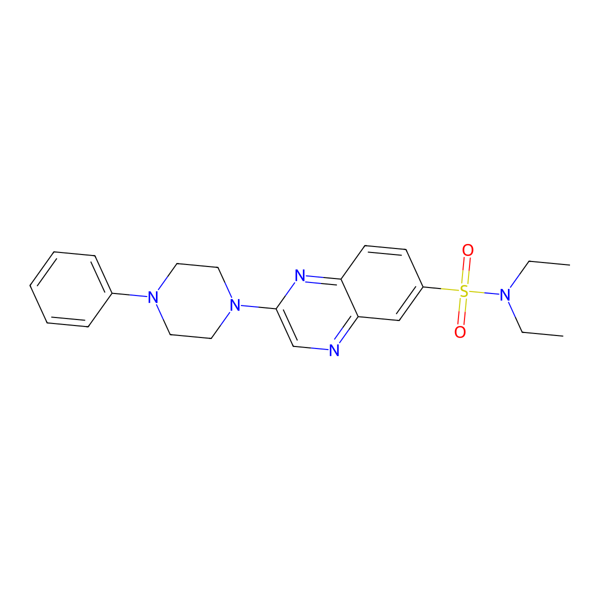 N,N-diethyl-2-(4-phenylpiperazin-1-yl)quinoxaline-6-sulfonamide molecular structure, CAS 1215704-04-3