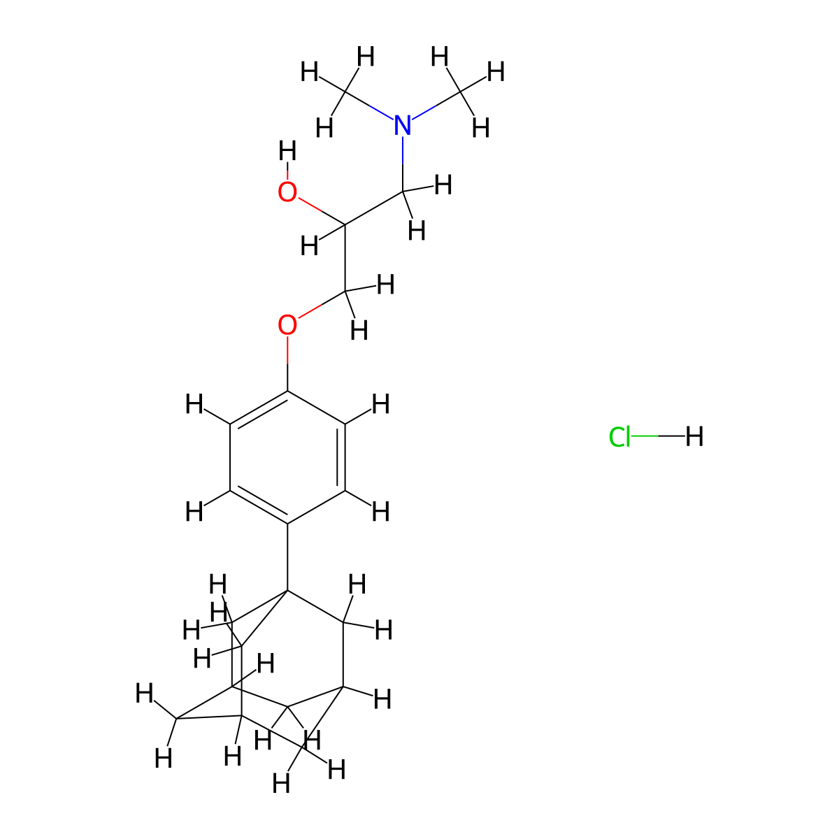 1-[4-(Adamantan-1-yl)phenoxy]-3-(dimethylamino)propan-2-ol hydrochloride molecular structure, CAS 1215704-55-4