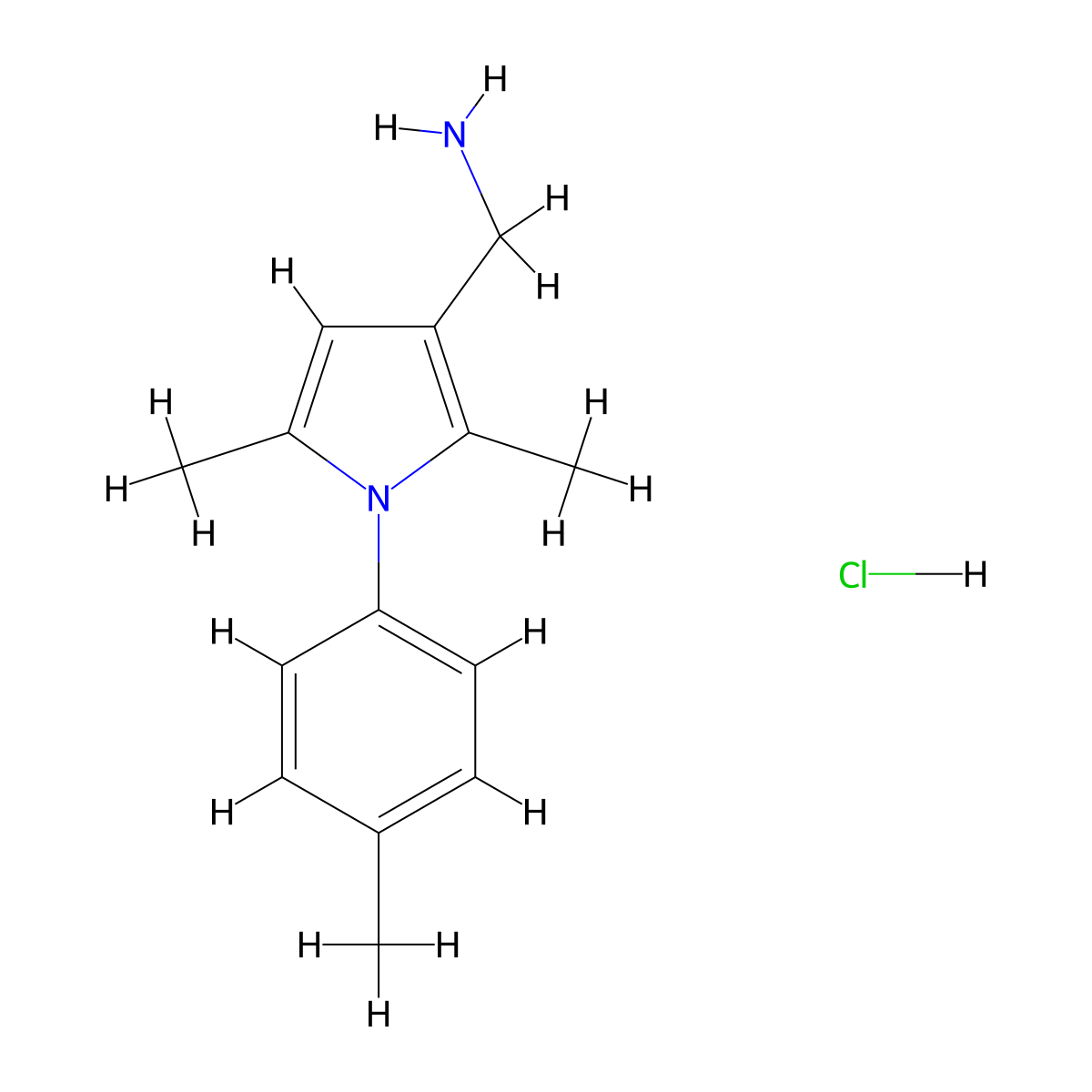 {[2,5-Dimethyl-1-(4-methylphenyl)-1H-pyrrol-3-yl]methyl}amine hydrochloride molecular structure, CAS 1215706-51-6
