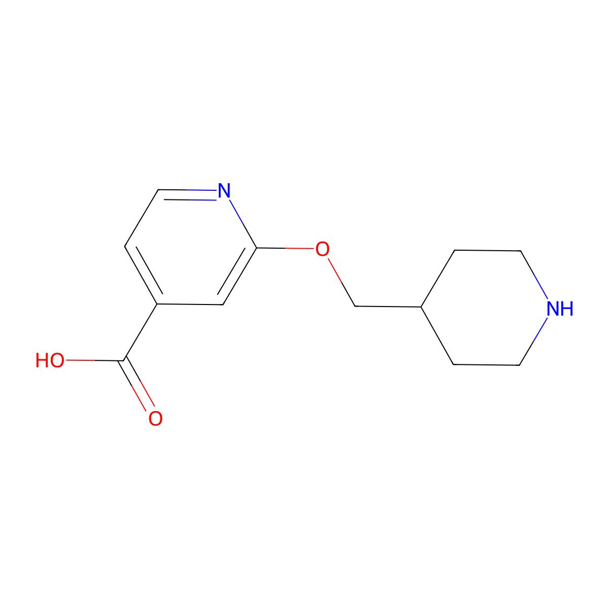 2-(Piperidin-4-ylmethoxy)isonicotinic acid molecular structure, CAS 1215707-27-9