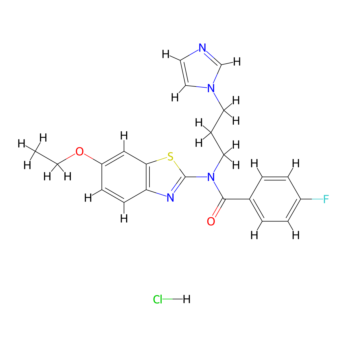N-(3-(1H-imidazol-1-yl)propyl)-N-(6-ethoxybenzo[d]thiazol-2-yl)-4-fluorobenzamide hydrochloride molecular structure, CAS 1215707-78-0