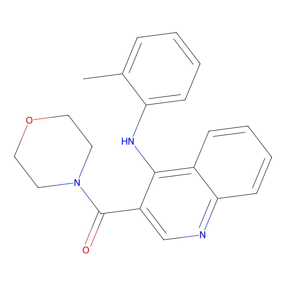 N-(2-methylphenyl)-3-(morpholin-4-ylcarbonyl)quinolin-4-amine molecular structure, CAS 1215709-76-4