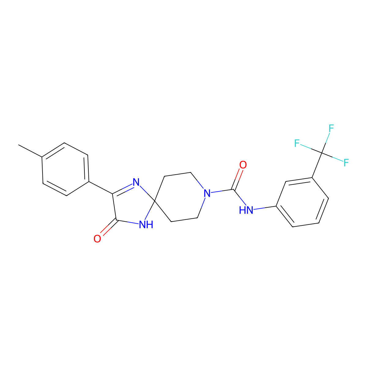2-(4-methylphenyl)-3-oxo-N-[3-(trifluoromethyl)phenyl]-1,4,8-triazaspiro[4.5]dec-1-ene-8-carboxamide molecular structure, CAS 1215712-17-6