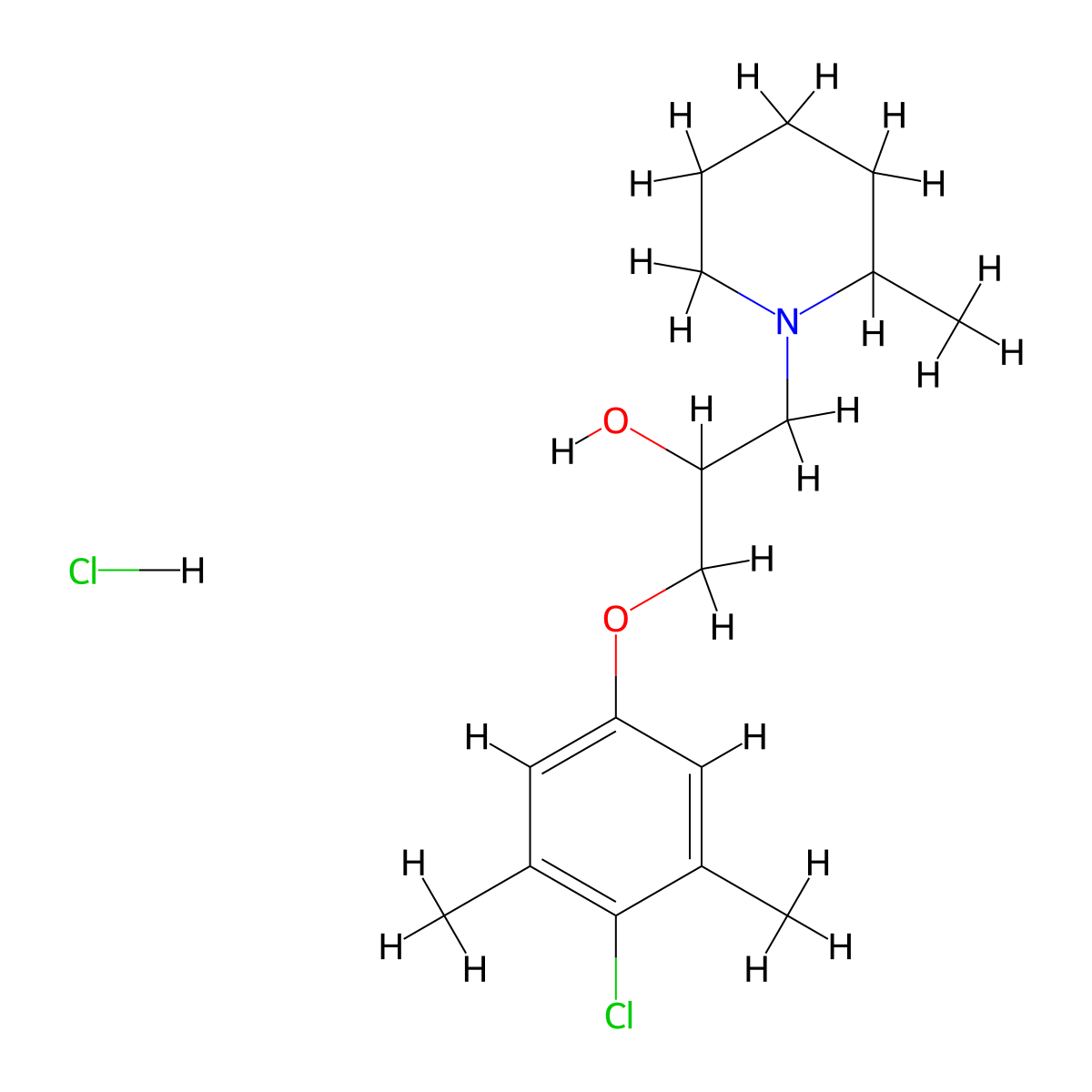 1-(4-Chloro-3,5-dimethylphenoxy)-3-(2-methylpiperidin-1-yl)propan-2-ol hydrochloride molecular structure, CAS 1215712-23-4