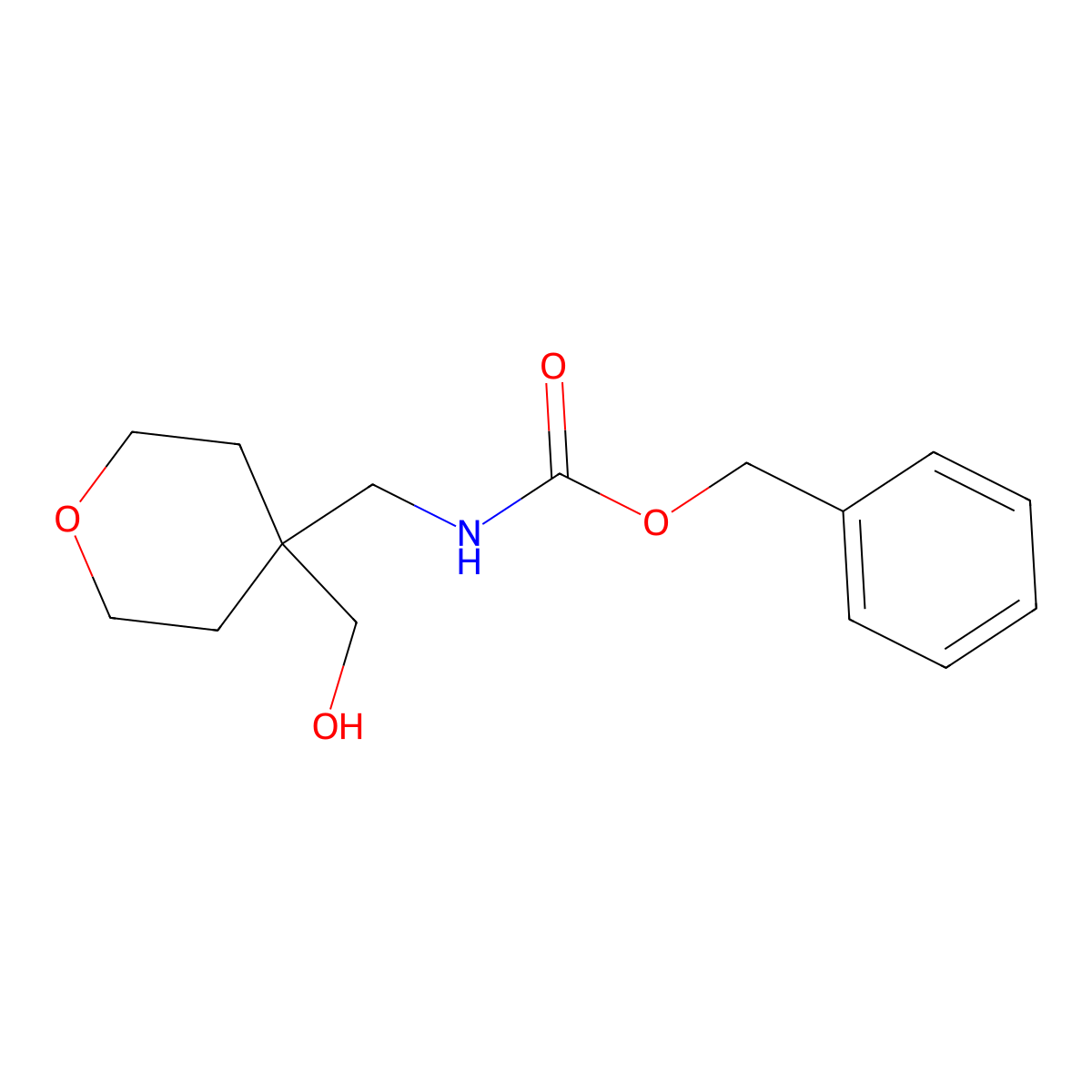 benzyl N-{[4-(hydroxymethyl)oxan-4-yl]methyl}carbamate molecular structure, CAS 1215712-31-4