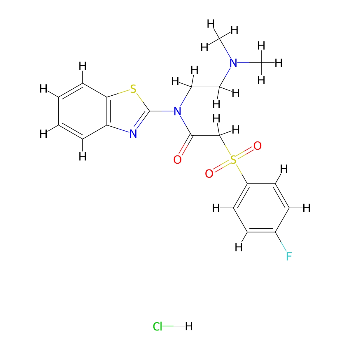 N-(benzo[d]thiazol-2-yl)-N-(2-(dimethylamino)ethyl)-2-((4-fluorophenyl)sulfonyl)acetamide hydrochloride molecular structure, CAS 1215712-55-2