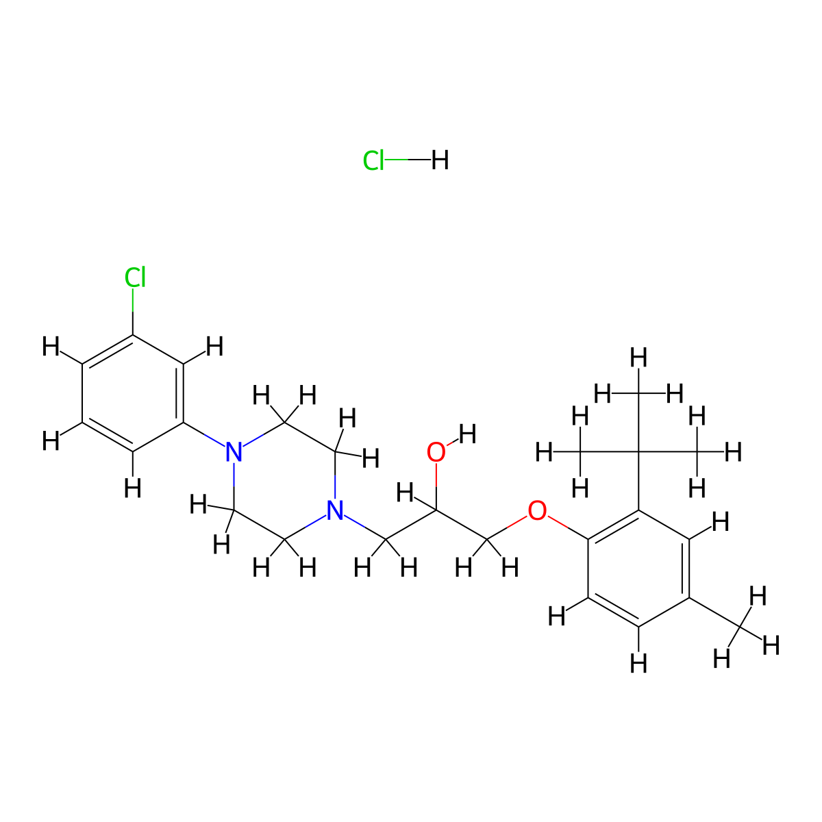 1-(2-(Tert-butyl)-4-methylphenoxy)-3-(4-(3-chlorophenyl)piperazin-1-yl)propan-2-ol hydrochloride molecular structure, CAS 1215713-25-9