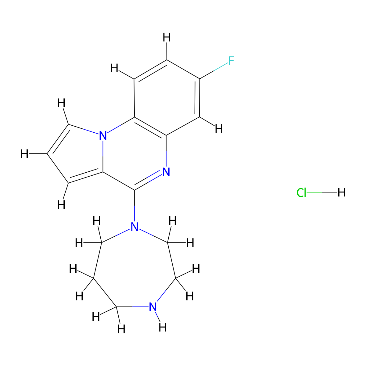 4-(1,4-Diazepan-1-yl)-7-fluoropyrrolo[1,2-a]quinoxaline hydrochloride molecular structure, CAS 1215713-33-9