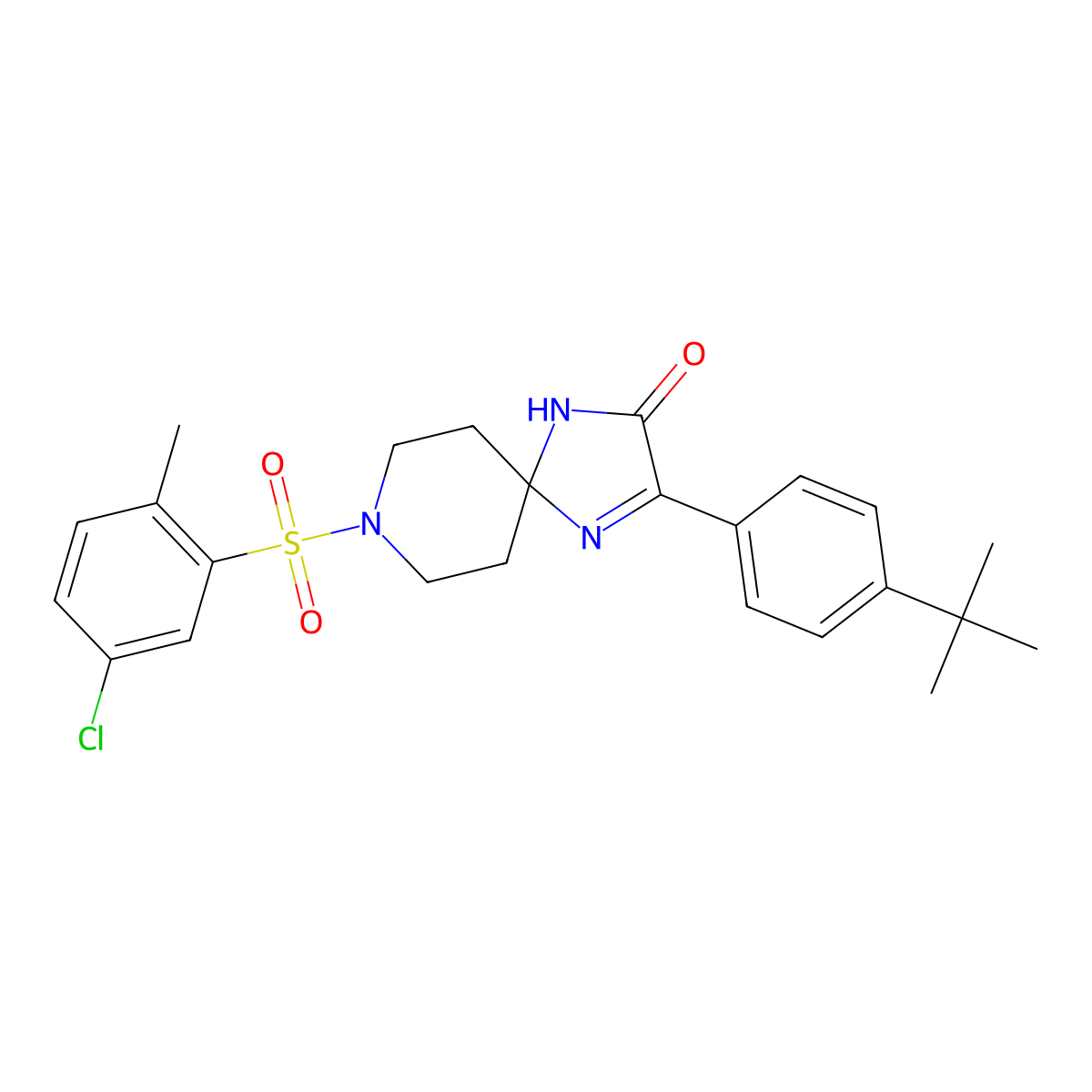 3-(4-(Tert-butyl)phenyl)-8-((5-chloro-2-methylphenyl)sulfonyl)-1,4,8-triazaspiro[4.5]dec-3-en-2-one molecular structure, CAS 1215713-40-8