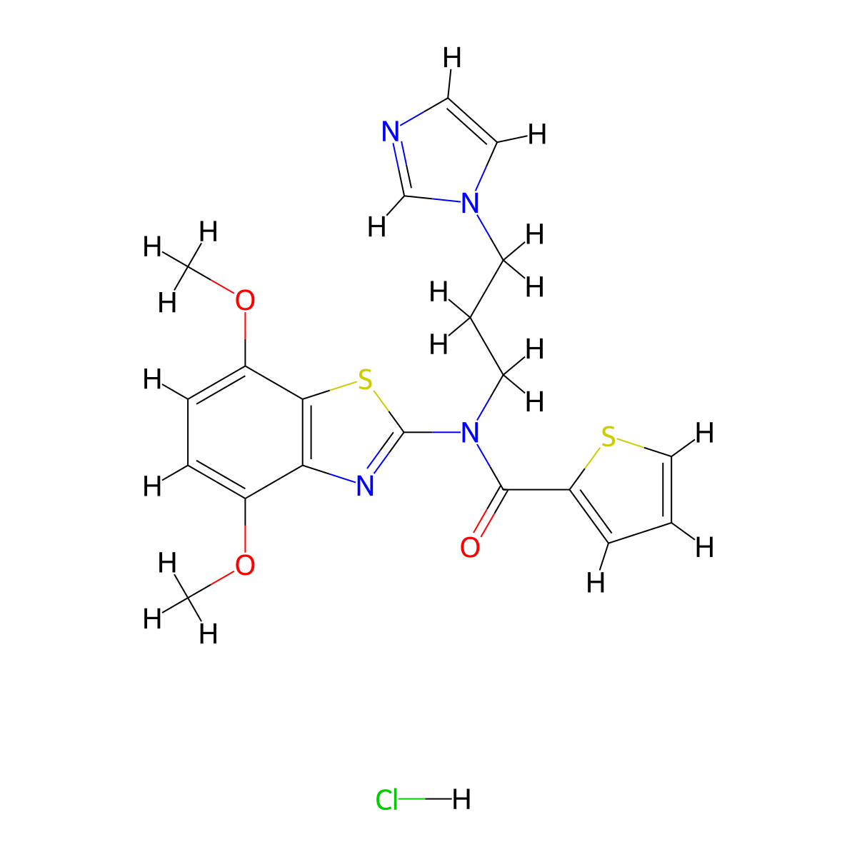 N-(3-(1H-imidazol-1-yl)propyl)-N-(4,7-dimethoxybenzo[d]thiazol-2-yl)thiophene-2-carboxamide hydrochloride molecular structure, CAS 1215713-61-3