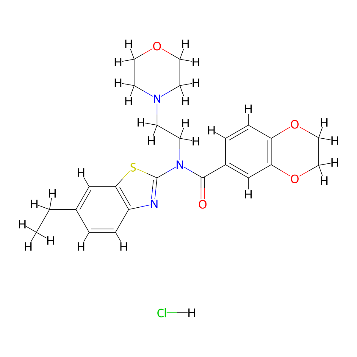 N-(6-ethylbenzo[d]thiazol-2-yl)-N-(2-morpholinoethyl)-2,3-dihydrobenzo[b][1,4]dioxine-6-carboxamide hydrochloride molecular structure, CAS 1215713-90-8